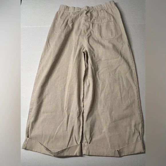 NWT $98 Free People After Love Roll Cuff Wide Leg Pants Sandshell Size Medium - Picture 7 of 13